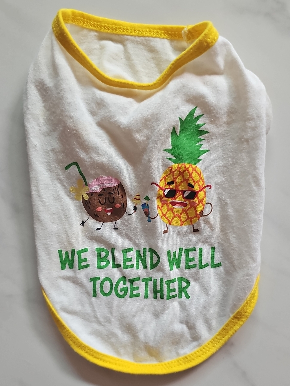 Kids White & Yellow Pineapple Graphic Bib - 'We Blend Well Together'